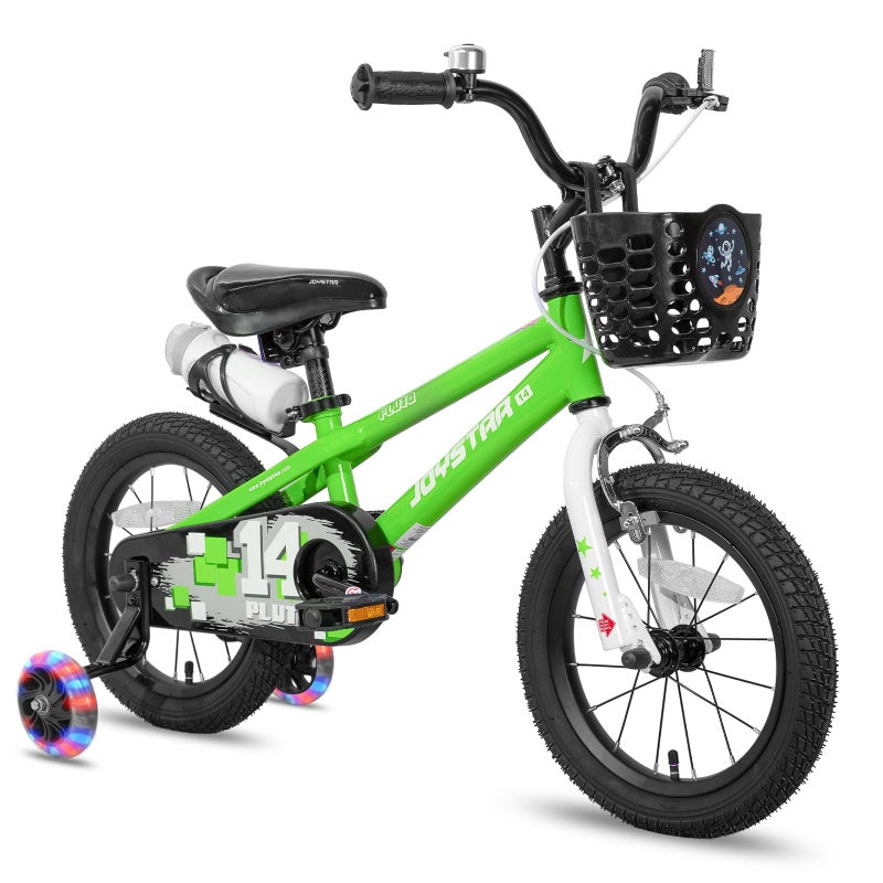 JOYSTAR دراجة الأطفال JOYSTAR بلوتو 14 بوصة بأسلوب BMX مع عجلات تدريب للأولاد والبنات من عمر 3-5 سنوات باللون الأخضر - Image 1